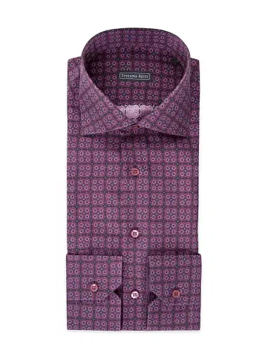 Stefano Ricci Men's Silk Salerno Shirt - Magenta - Size 16 | Thumbnail 1