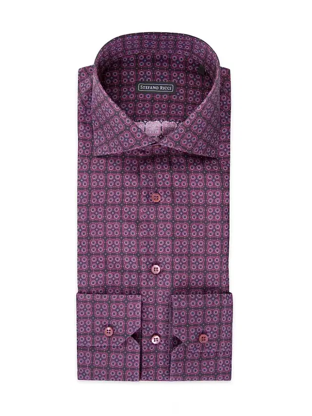 Stefano Ricci Men's Silk Salerno Shirt - Magenta