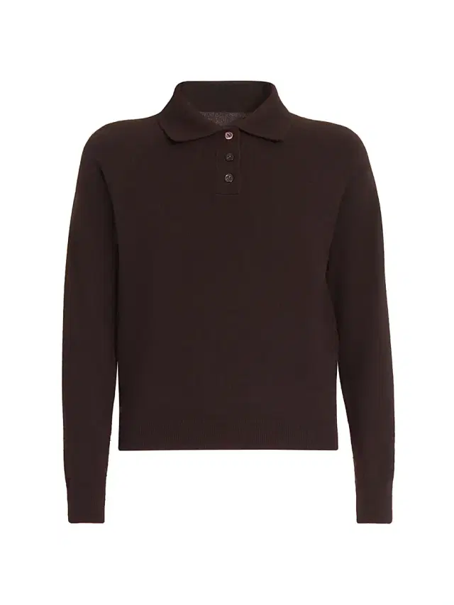 Maison Margiela Women's Polo Wool Shirt - Dark Brown