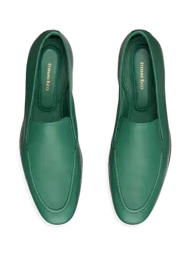 Stefano Ricci Men's Calfskin Leather Loafers - Green | Thumbnail 4