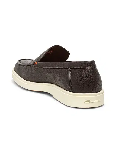 Santoni Men's Detroit Tumbled Leather Loafers - Dark Brown - Size 7.5 | Thumbnail 4