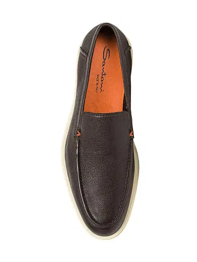 Santoni Men's Detroit Tumbled Leather Loafers - Dark Brown - Size 7.5 | Thumbnail 5