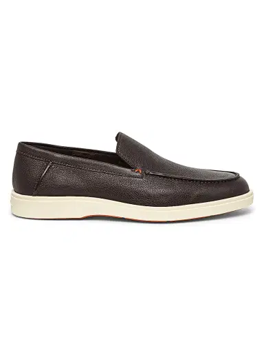 Santoni Men's Detroit Tumbled Leather Loafers - Dark Brown - Size 7.5 | Thumbnail 1
