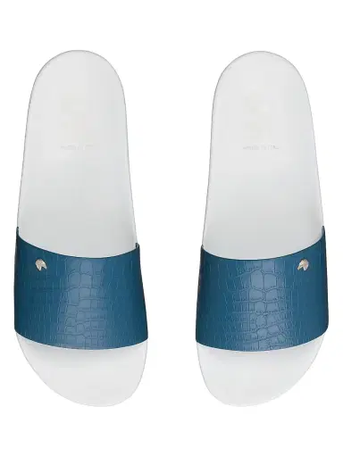 Stefano Ricci Men's Matted Crocodile Leather Slides - Blue White - Size 11 | Thumbnail 4