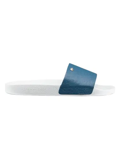Stefano Ricci Men's Matted Crocodile Leather Slides - Blue White - Size 11 | Thumbnail 1