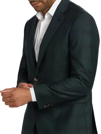 Giorgio Armani Men's Plaid Wool-Cashmere Single-Breasted Blazer - Teal - Size 44 | Thumbnail 6