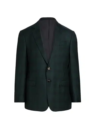 Giorgio Armani Men's Plaid Wool-Cashmere Single-Breasted Blazer - Teal - Size 44 | Thumbnail 1