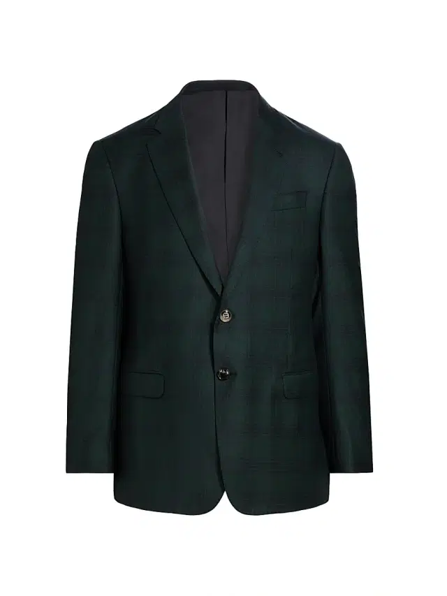 Giorgio Armani Men's Plaid Wool-Cashmere Single-Breasted Blazer - Teal