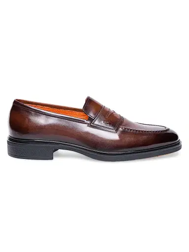 Santoni Men's Leather Loafers - Dark Brown - Size 13 | Thumbnail 1 Santoni Men's Leather Loafers - Dark Brown - Size 13 | Thumbnail 1