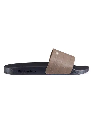 Stefano Ricci Men's Matted Crocodile Leather Slides | Thumbnail 1 Stefano Ricci Men's Matted Crocodile Leather Slides | Thumbnail 1