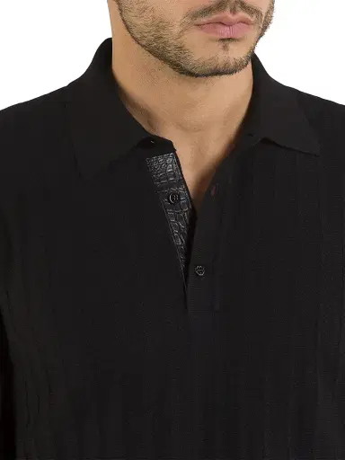Stefano Ricci Men's Three-Button Polo Shirt - Black | Thumbnail 4