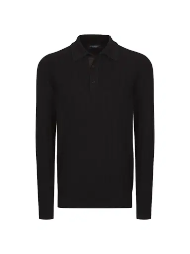 Stefano Ricci Men's Three-Button Polo Shirt - Black | Thumbnail 1