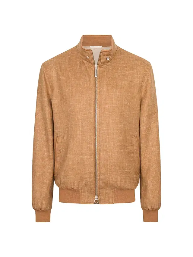 Stefano Ricci Men's Wool and Silk Blend Blouson Jacket - Beige