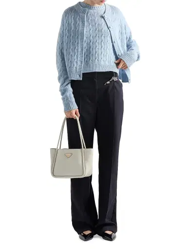 Prada Women's Cable-Knit Cashmere Sweater - Blue - Size 2 | Thumbnail 2