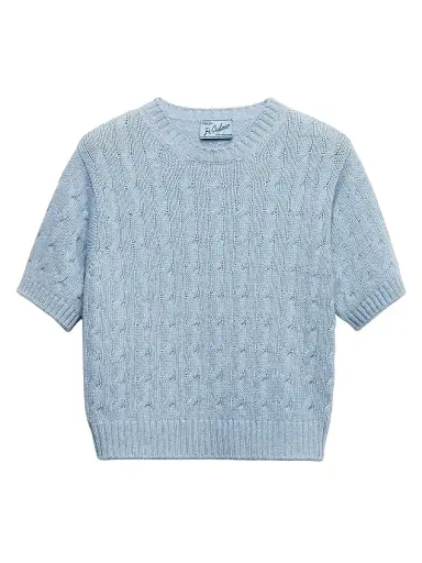 Prada Women's Cable-Knit Cashmere Sweater - Blue - Size 2 | Thumbnail 1