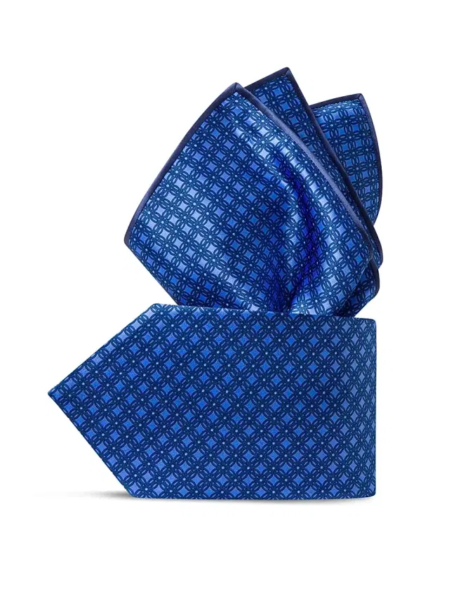 Stefano Ricci Men's Luxury Printed Silk Tie Set - Blue