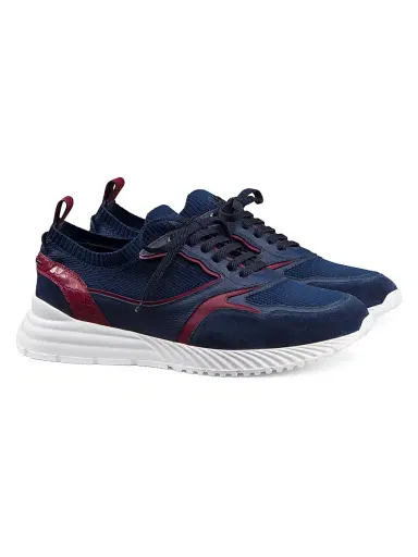 Stefano Ricci Men's Matted Crocodile and Suede Sneakers - Blue - Size 12 | Thumbnail 2