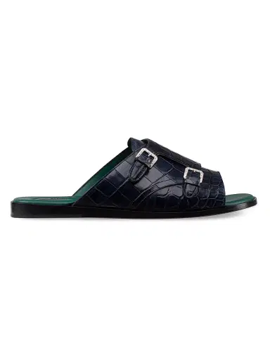 Stefano Ricci Men's Antique Crocodile Leather Monk Strap Sandals - Blue - Size 11 | Thumbnail 1