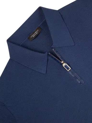 Stefano Ricci Men's Silk and Crocodile Leather Knit Zip Polo - Dark Blue - Size 44 | Thumbnail 5 Stefano Ricci Men's Silk and Crocodile Leather Knit Zip Polo - Dark Blue - Size 44 | Thumbnail 5