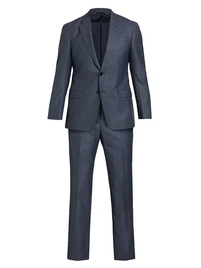 Men's Micro Box Wool Suit - Postal Blue Men's Micro Box Wool Suit - Postal Blue