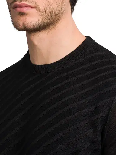 Stefano Ricci Men's Cotton and Silk Jacquard Knit Sweater - Black | Thumbnail 4
