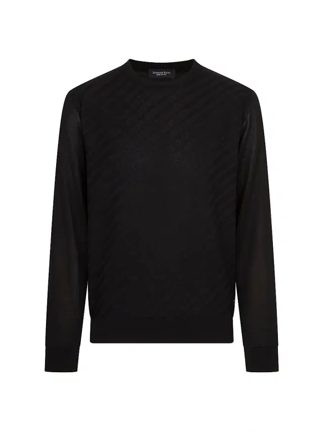 Stefano Ricci Men's Cotton and Silk Jacquard Knit Sweater - Black