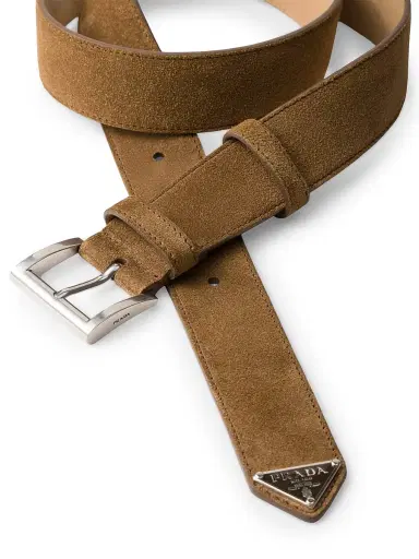 Prada Men's Suede Belt - Brown | Thumbnail 2 Prada Men's Suede Belt - Brown | Thumbnail 2