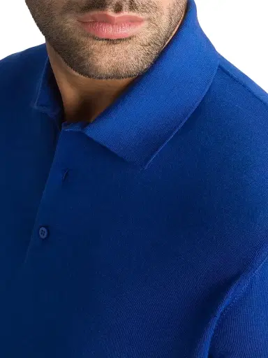 Stefano Ricci Men's Cashmere-Wool Polo Shirt - Blue | Thumbnail 4