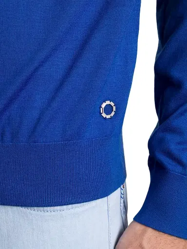 Stefano Ricci Men's Cashmere-Wool Polo Shirt - Blue | Thumbnail 5