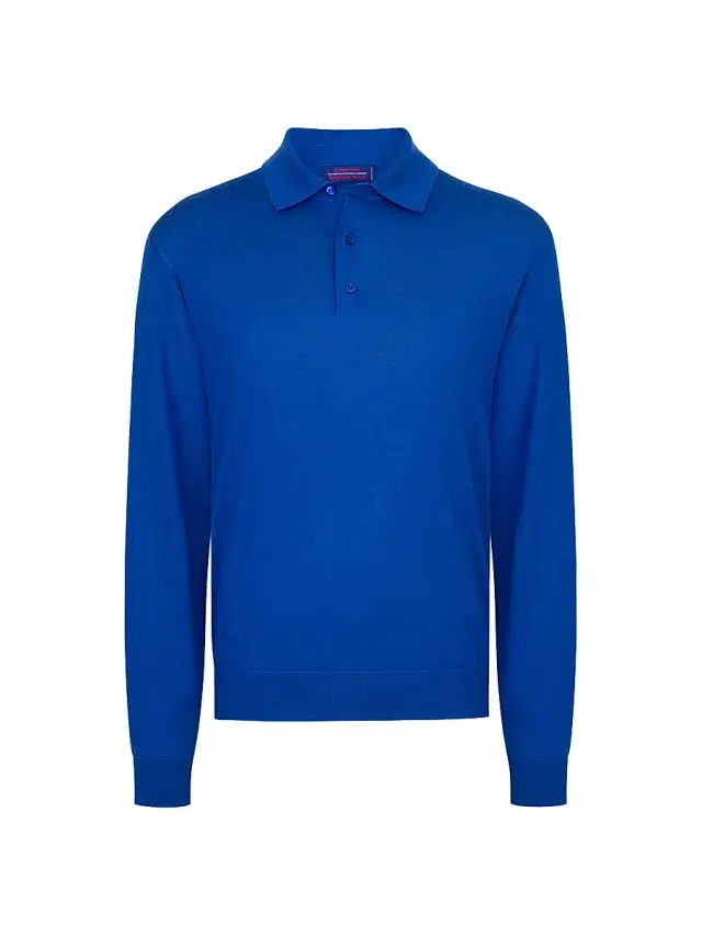 Men's Cashmere-Wool Polo Shirt - Blue