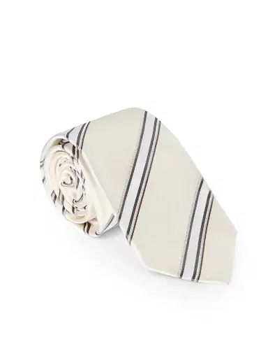 Brunello Cucinelli Men's Regimental Stripe Silk and Cotton Tie | Thumbnail 3 Brunello Cucinelli Men's Regimental Stripe Silk and Cotton Tie | Thumbnail 3