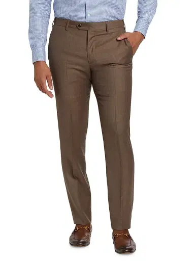 Giorgio Armani Men's Textured Solid Wool Trousers - Burnt Orange Wool - Size 34 | Thumbnail 3