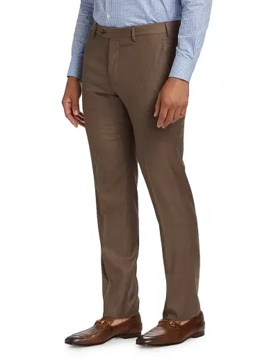 Giorgio Armani Men's Textured Solid Wool Trousers - Burnt Orange Wool - Size 34 | Thumbnail 4