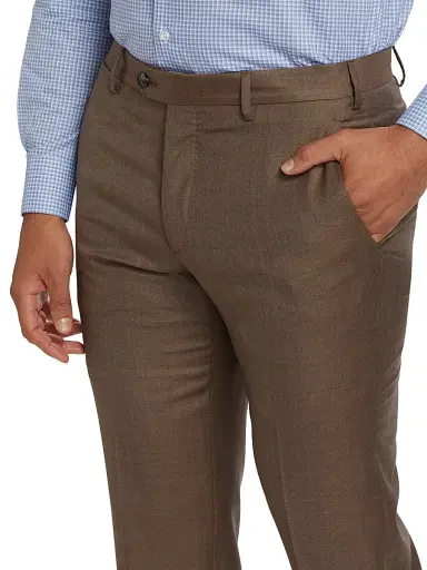 Giorgio Armani Men's Textured Solid Wool Trousers - Burnt Orange Wool - Size 34 | Thumbnail 6