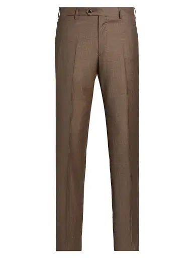 Giorgio Armani Men's Textured Solid Wool Trousers - Burnt Orange Wool - Size 34 | Thumbnail 1