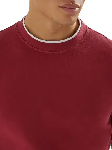 Brunello Cucinelli Men's Cotton Jersey Crew-Neck T-Shirt with Faux Layering - Cherry | Thumbnail 4 Brunello Cucinelli Men's Cotton Jersey Crew-Neck T-Shirt with Faux Layering - Cherry | Thumbnail 4