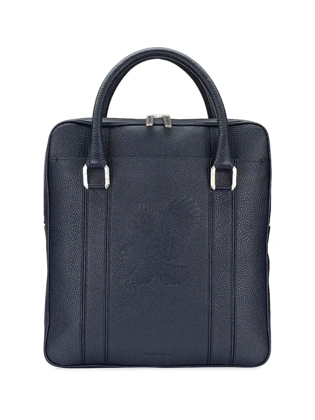 Stefano Ricci Men's Calfskin Leather Messenger Bag - Dark Blue
