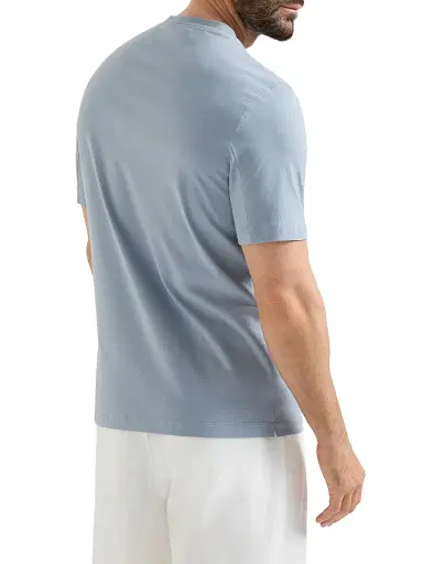 Brunello Cucinelli Men's Cotton Jersey Crew-Neck T-Shirt with Logo - Slate | Thumbnail 3 Brunello Cucinelli Men's Cotton Jersey Crew-Neck T-Shirt with Logo - Slate | Thumbnail 3