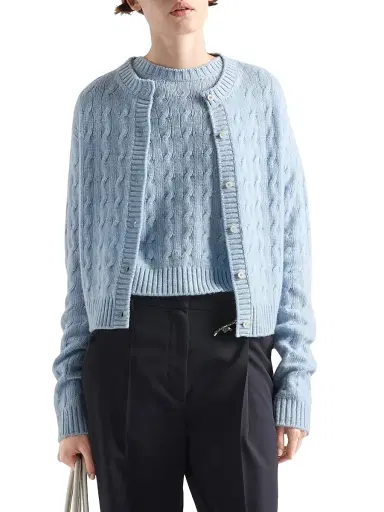 Prada Women's Re-Cashmere Cardigan - Blue | Thumbnail 2 Prada Women's Re-Cashmere Cardigan - Blue | Thumbnail 2