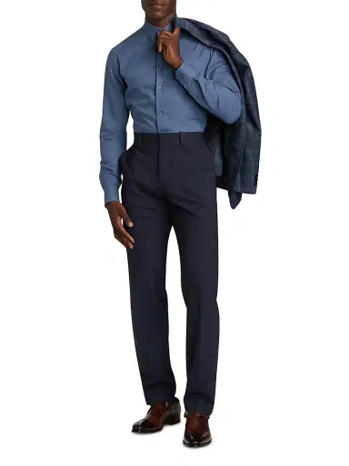 Giorgio Armani Men's Woven Cotton Button-Up Shirt - Blue - Size 18.5 | Thumbnail 2 Giorgio Armani Men's Woven Cotton Button-Up Shirt - Blue - Size 18.5 | Thumbnail 2