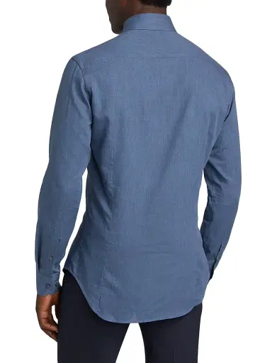 Giorgio Armani Men's Woven Cotton Button-Up Shirt - Blue - Size 18.5 | Thumbnail 5 Giorgio Armani Men's Woven Cotton Button-Up Shirt - Blue - Size 18.5 | Thumbnail 5