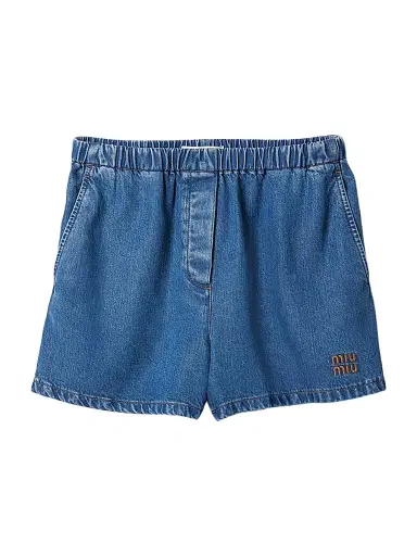 Miu Miu Women's Denim Bermudas - Blue - Size 6 | Thumbnail 1 Miu Miu Women's Denim Bermudas - Blue - Size 6 | Thumbnail 1
