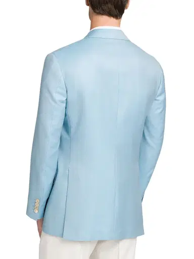 Stefano Ricci Men's Classic 2 Button Blazer in Cashmere and Silk - Light Blue | Thumbnail 3