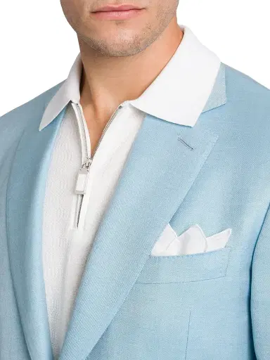 Stefano Ricci Men's Classic 2 Button Blazer in Cashmere and Silk - Light Blue | Thumbnail 4
