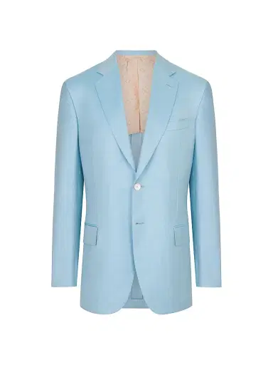 Stefano Ricci Men's Classic 2 Button Blazer in Cashmere and Silk - Light Blue | Thumbnail 1