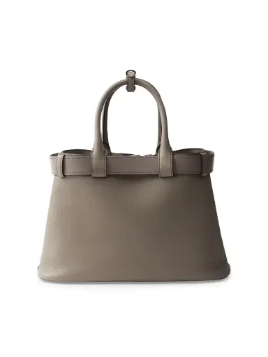 Prada Women's Buckle Medium Leather Top Handle Bag with Belt - Grey | Thumbnail 3