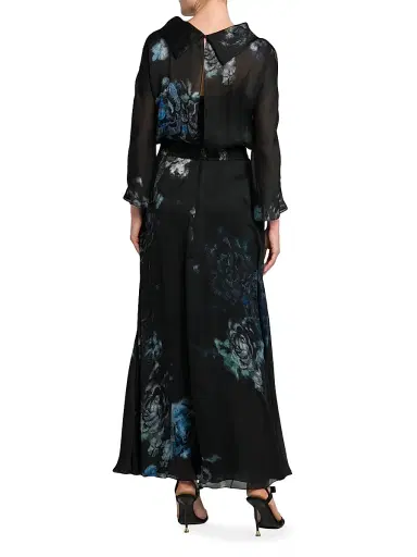 Giorgio Armani Women's Floral Silk Long-Sleeve Maxi Dress - Black Beauty | Thumbnail 5 Giorgio Armani Women's Floral Silk Long-Sleeve Maxi Dress - Black Beauty | Thumbnail 5