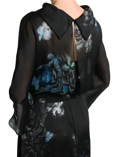 Giorgio Armani Women's Floral Silk Long-Sleeve Maxi Dress - Black Beauty | Thumbnail 6 Giorgio Armani Women's Floral Silk Long-Sleeve Maxi Dress - Black Beauty | Thumbnail 6