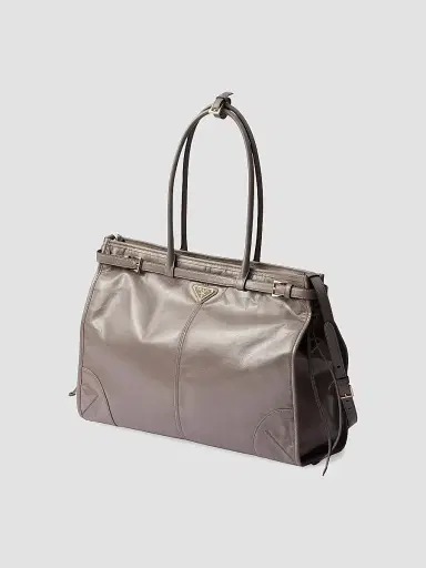 Prada Women's Bonnie Large Leather Tote Bag - Grey | Thumbnail 2 Prada Women's Bonnie Large Leather Tote Bag - Grey | Thumbnail 2