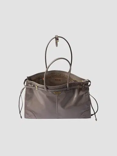 Prada Women's Bonnie Large Leather Tote Bag - Grey | Thumbnail 4 Prada Women's Bonnie Large Leather Tote Bag - Grey | Thumbnail 4